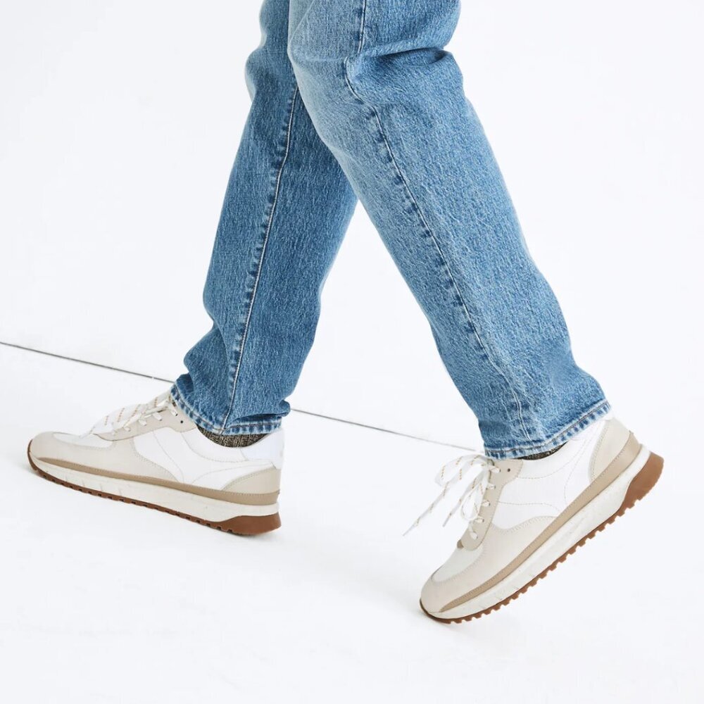 Madewell Kickoff Trainer Sneakers in Neutral Colorblock Leather Size 8